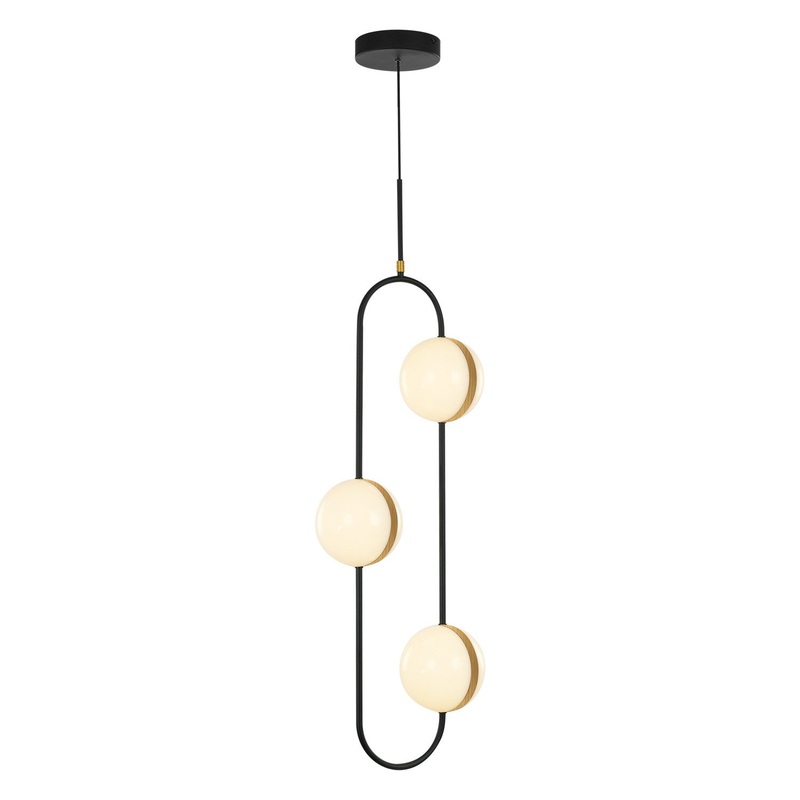 LED Pendant from the Tagliato Collection in Matte Black/Brushed Gold Finish by Alora