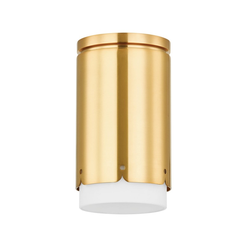 One Light Flush Mount from the Asa Collection in Aged Brass Finish by Mitzi