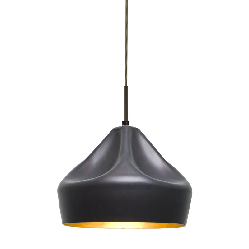 One Light Pendant from the Lotus Collection in Bronze Finish by Besa