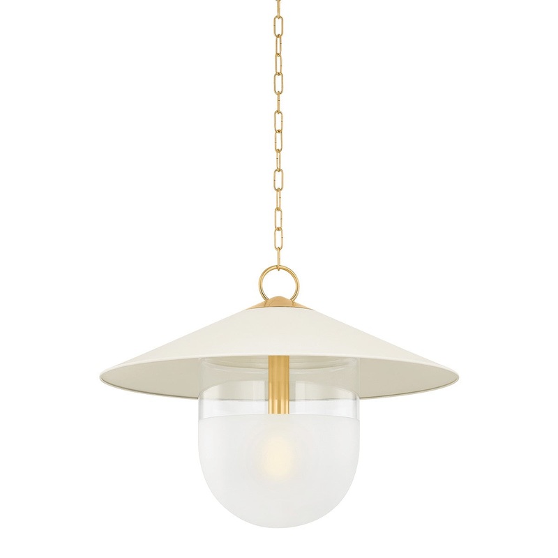 One Light Pendant from the Ressi Collection in Aged Brass/Soft Cream Finish by Mitzi