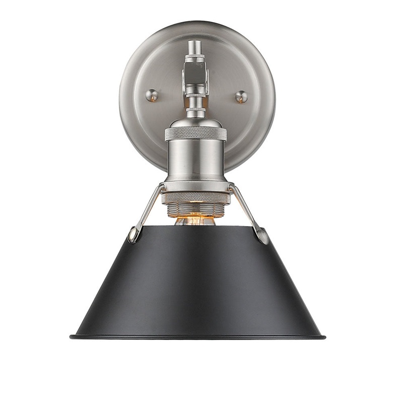Orwell PW 1 Light Bath Vanity in Pewter with Matte Black Shade