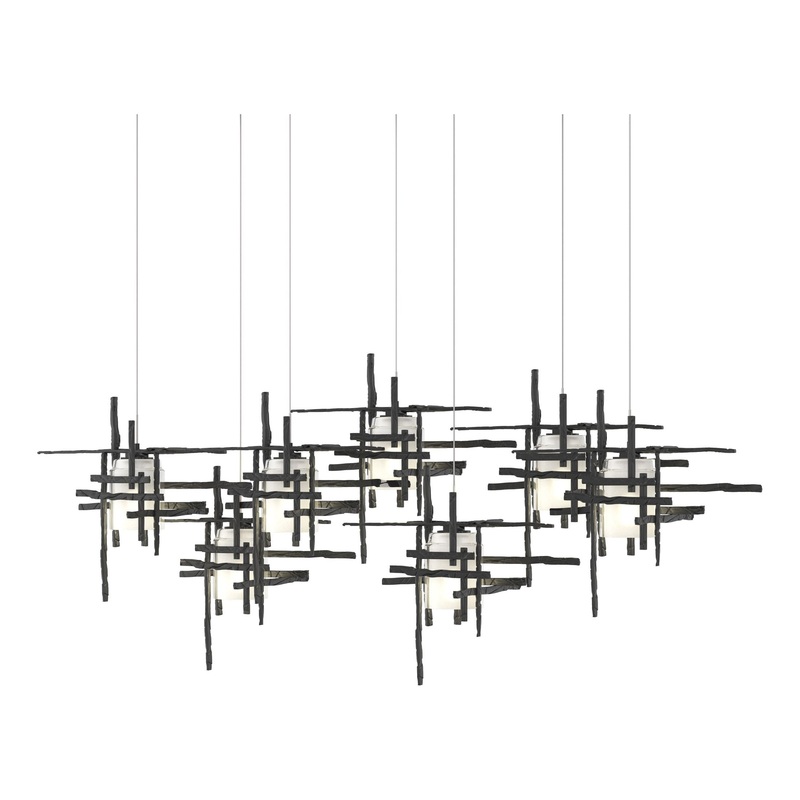 Tura 7-Light Frosted Glass Pendant Black