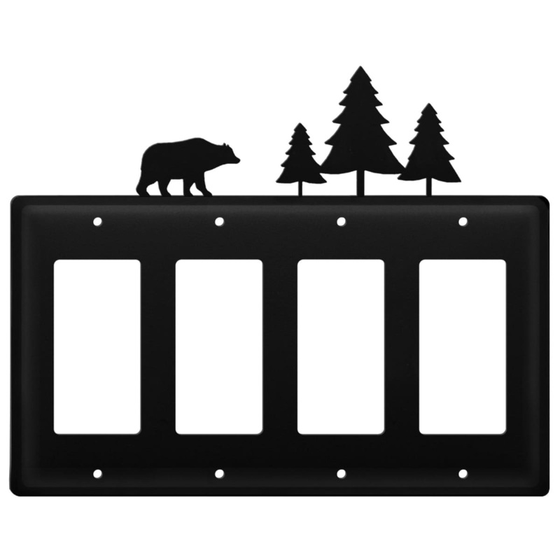 Village Wrought Iron EGGGG-83 Quad Bear & Pine Trees Quad GFI Cover CUSTOM Product