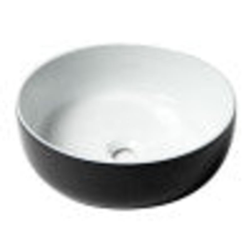 ALFI brand ABC908 Black & White 15″ Round Above Mount Ceramic Sink
