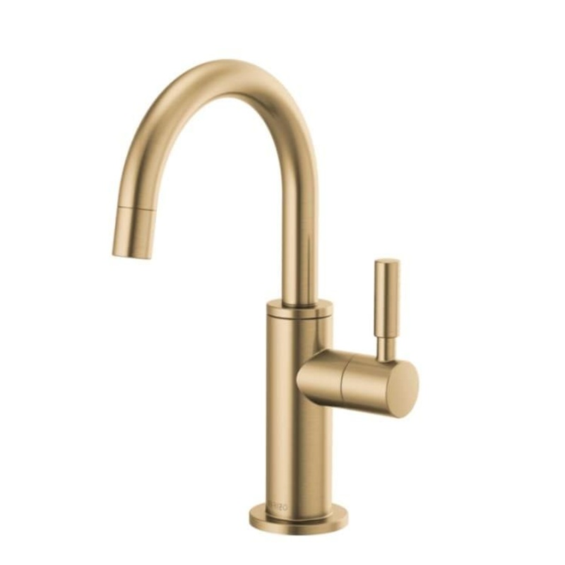 Beverage Faucet Solna Cold Water 1 Lever ADA Brilliance Luxe Gold Arc Spout 360 Degree Swivel