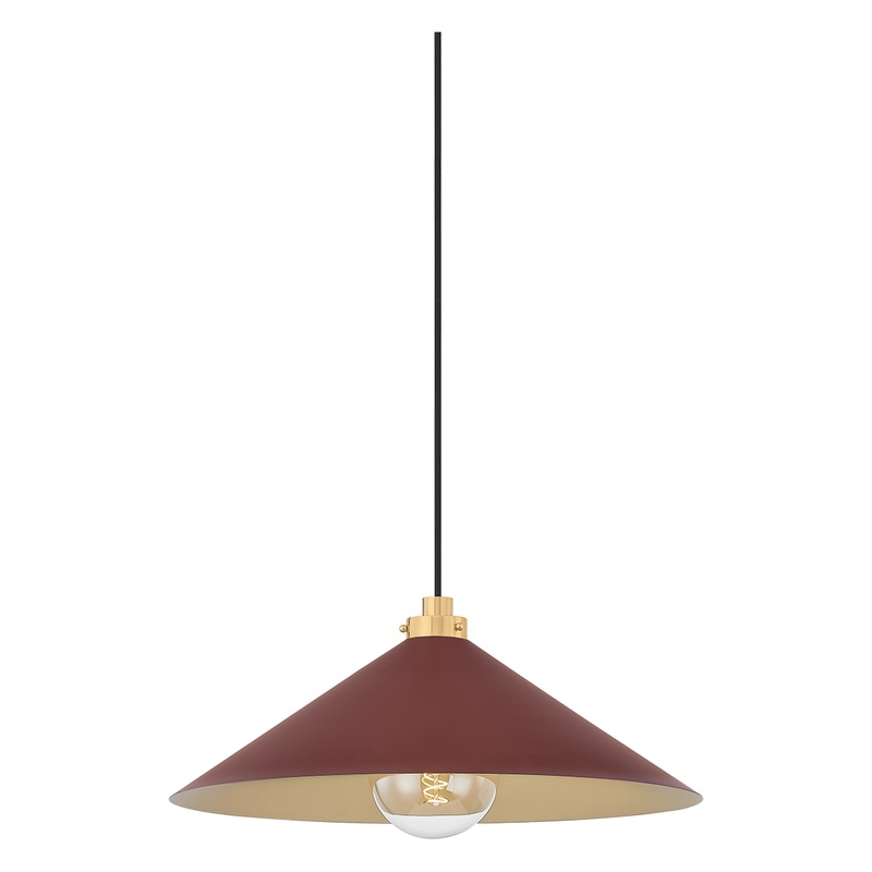 Clivedon 1-Light Pendant Aged Brass/Soft Crimson