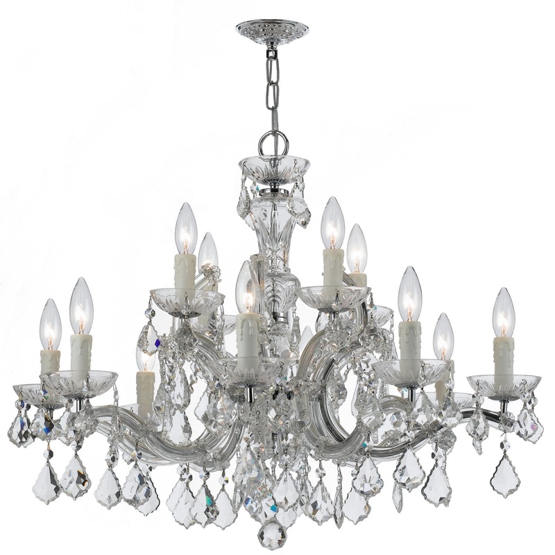 Crystorama 4379-CH-CL-SAQ Maria Theresa 12 Light Chandelier Polished Chrome