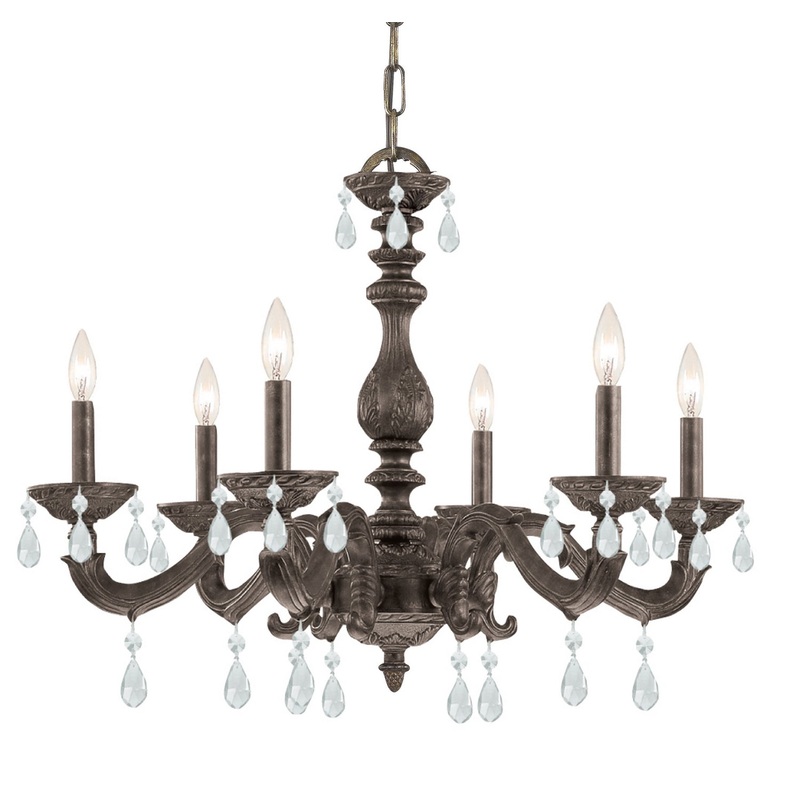 Crystorama 5036-VB-CL-SAQ Paris Market Six Light Chandelier Venetian Bronze