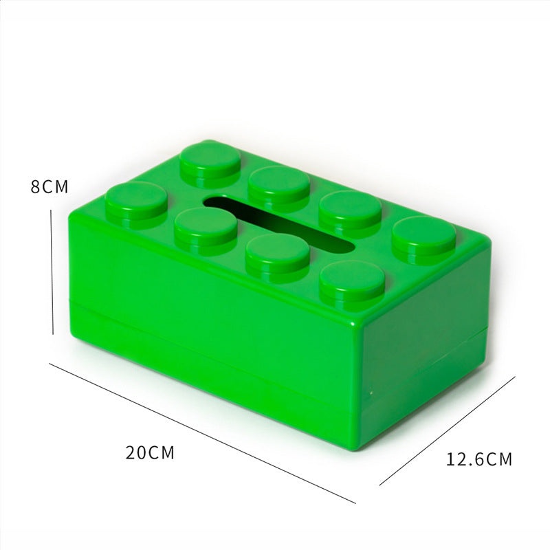 Green 2 Pcs Creative Building Block Tissue Box Holder – Wall-Mounted & Desktop Dispenser for Bathroom, Kids Room & Office Decor