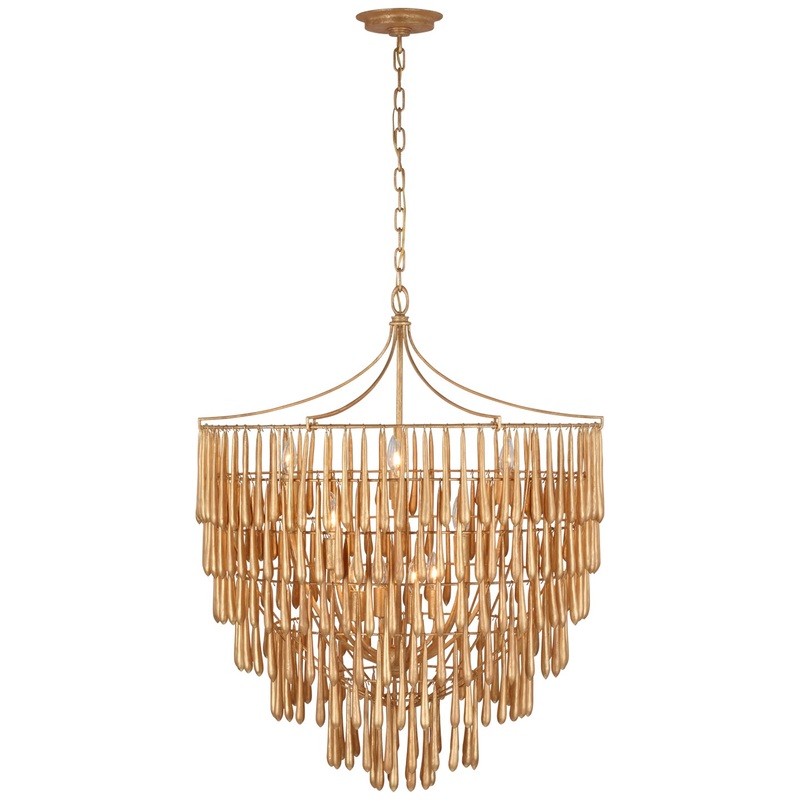 LED Chandelier from the Vacarro Collection in Antique Gold Leaf Finish by Visual Comfort Signature