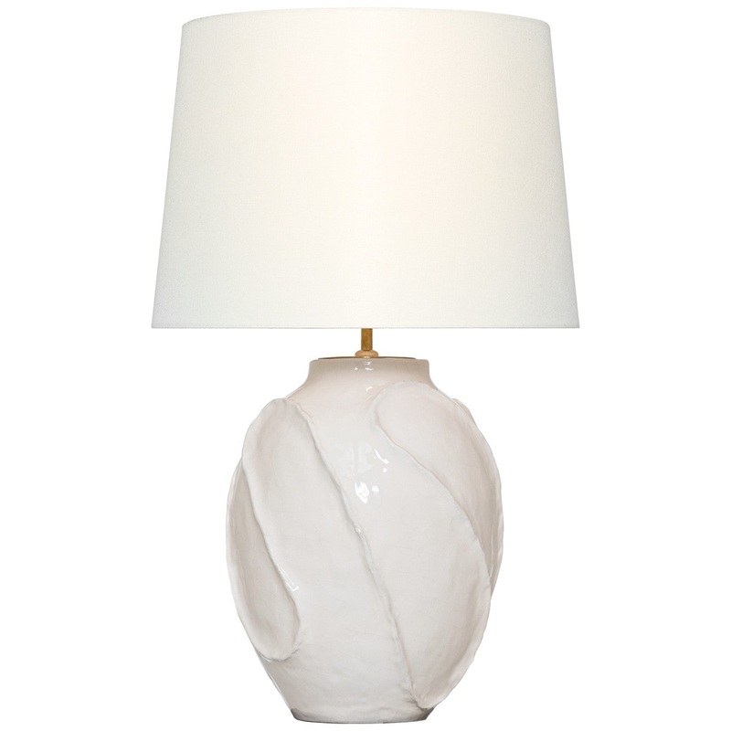 LED Table Lamp from the Idalia Collection in Glossy White Crackle Finish by Visual Comfort Signature