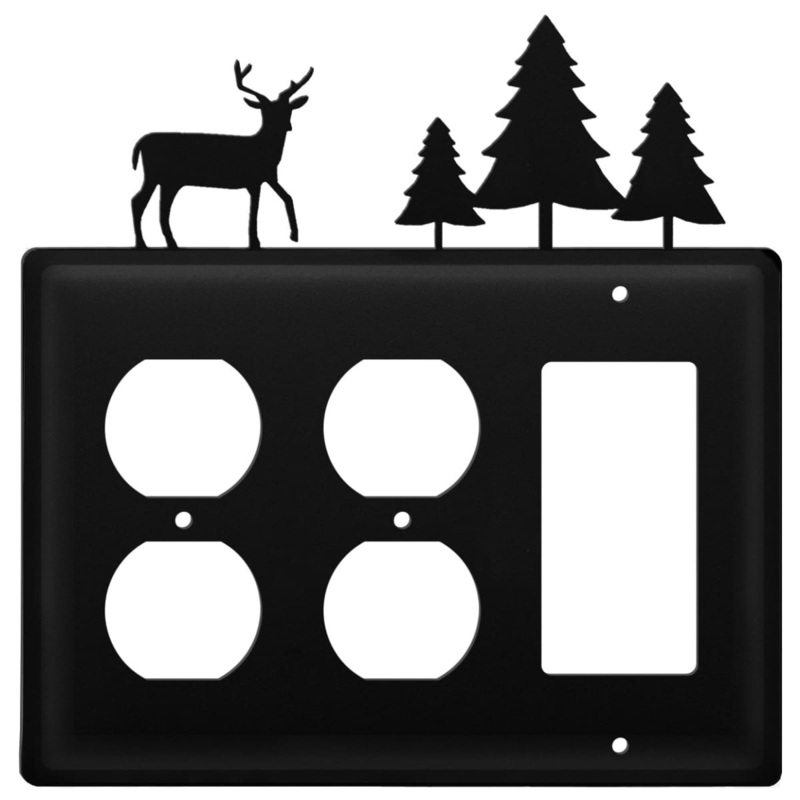 Village Wrought Iron EOOG-203 Triple Deer & Pine Trees Double Outlet and Single GFI Cover CUSTOM Product