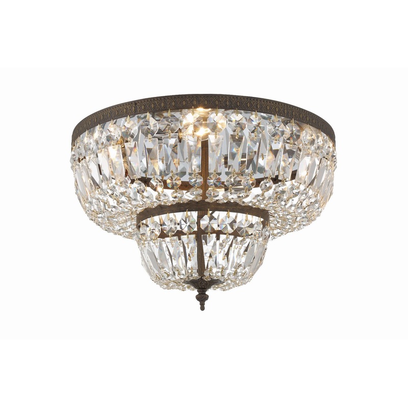 Crystorama 718-EB-CL-SAQ Ceiling Mount Four Light Flush Mount English Bronze