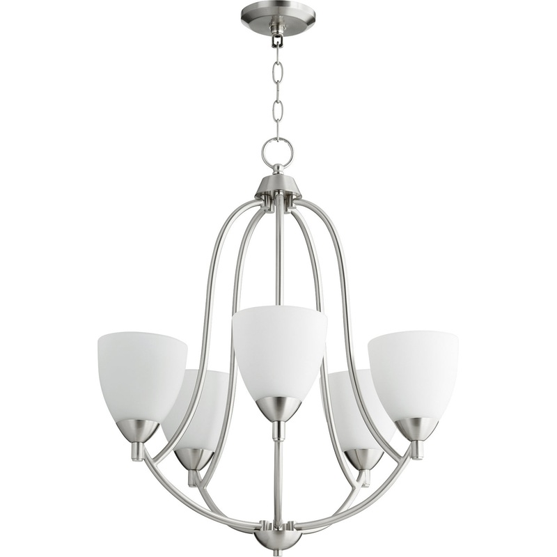 Five Light Chandelier from the Barkley Collection in Satin Nickel Finish by Quorum