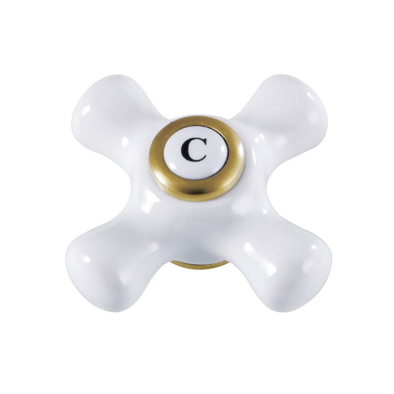 KSH3227PXC Cold Porcelain Cross Handle, Brushed Brass