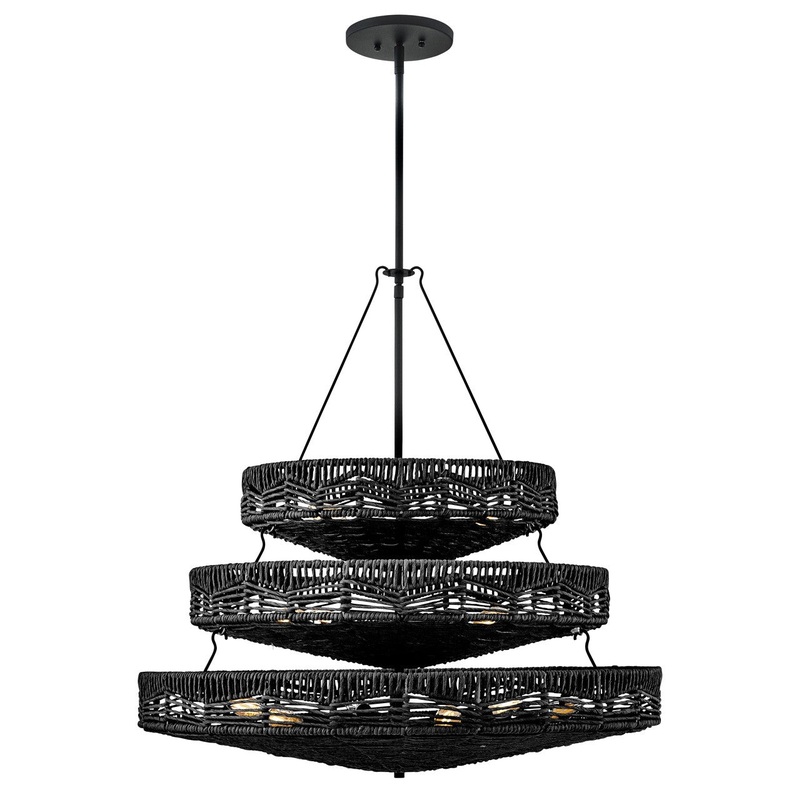 LED Chandelier from the Ophelia Collection in Black Finish by Hinkley