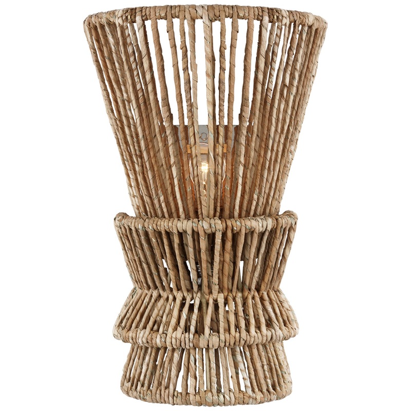 LED Wall Sconce from the Antigua Collection in Polished Nickel And Natural Abaca Finish by Visual Comfort Signature