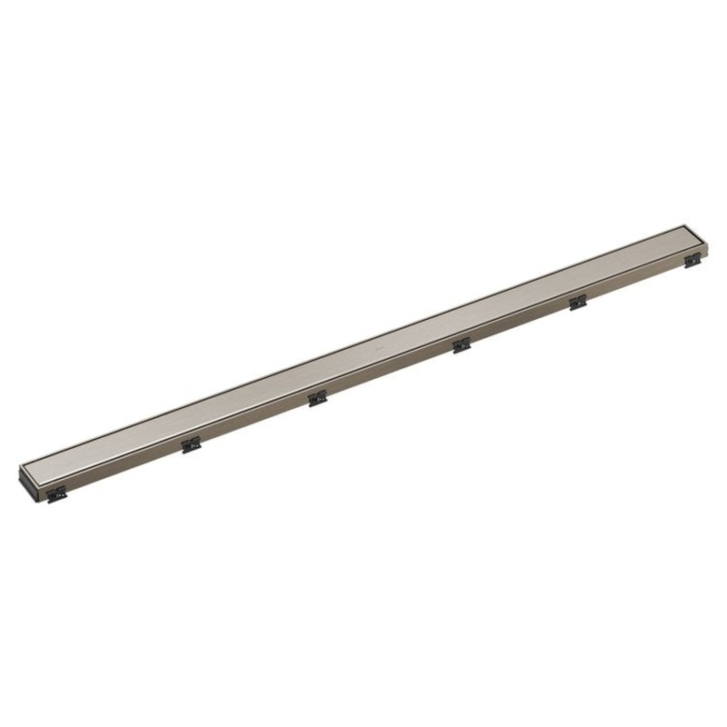 Linear Drain Reversible with Dual Grate Installation 48 Inch Brilliance Luxe Nickel Stainless Steel for Rough-In BR73480