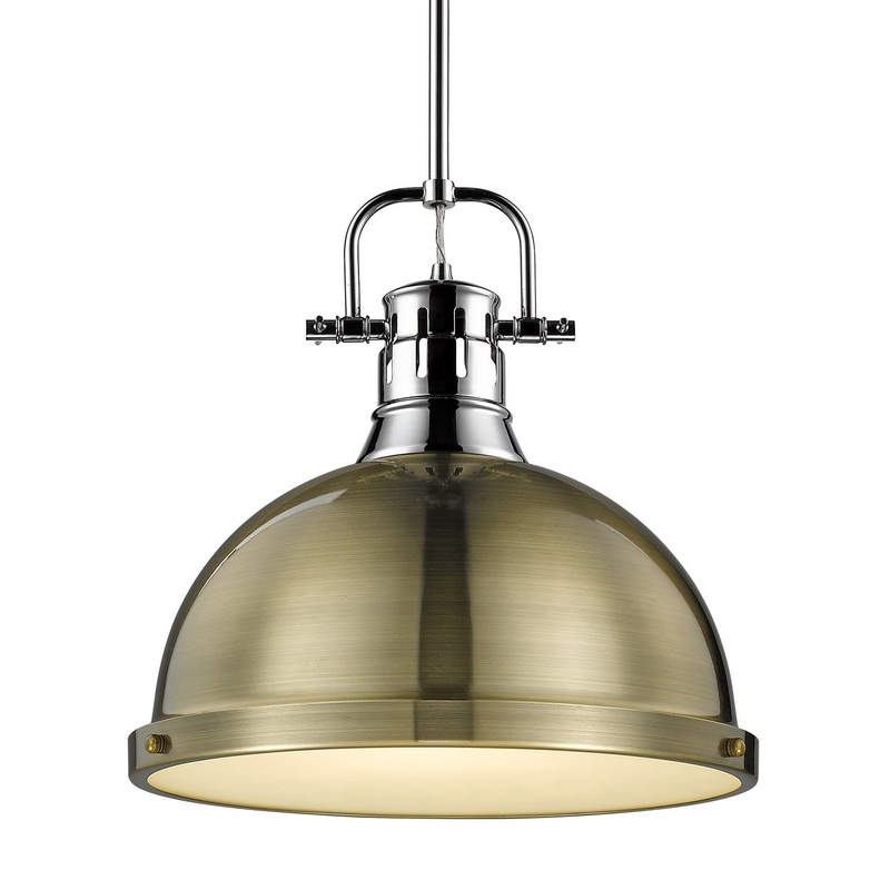 One Light Pendant from the Duncan Collection in Chrome Finish by Golden
