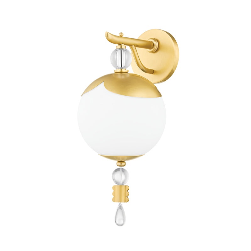 One Light Wall Sconce from the Perla Collection in Aged Brass Finish by Hudson Valley