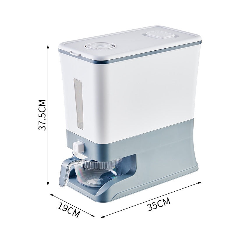 Regular Gray Smart Kitchen Rice Dispenser – Automatic Press-Style Rice Storage Bin