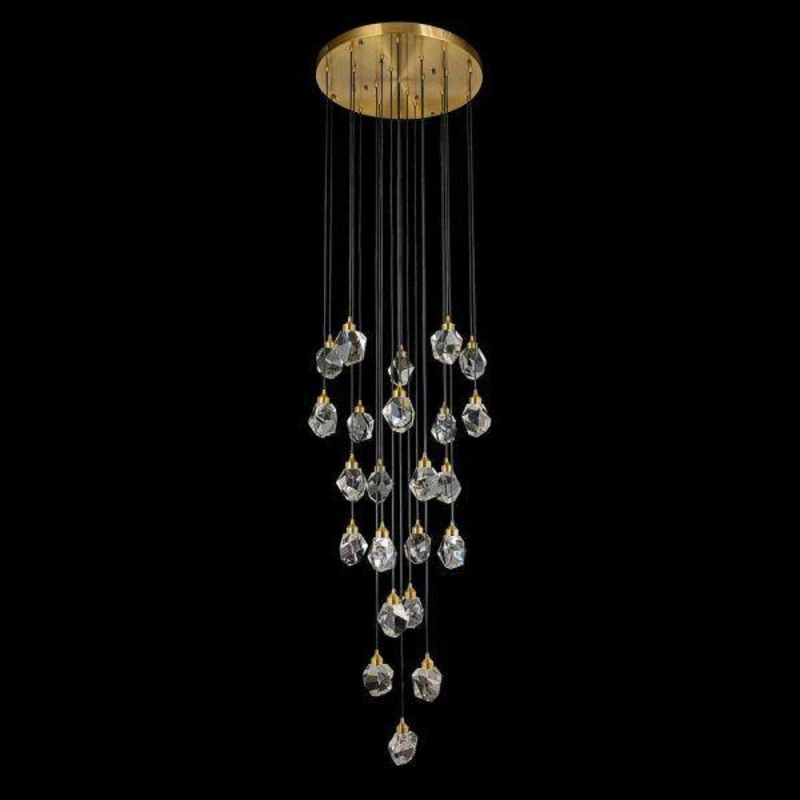 Rock Crystal Chandelier Antique Brass