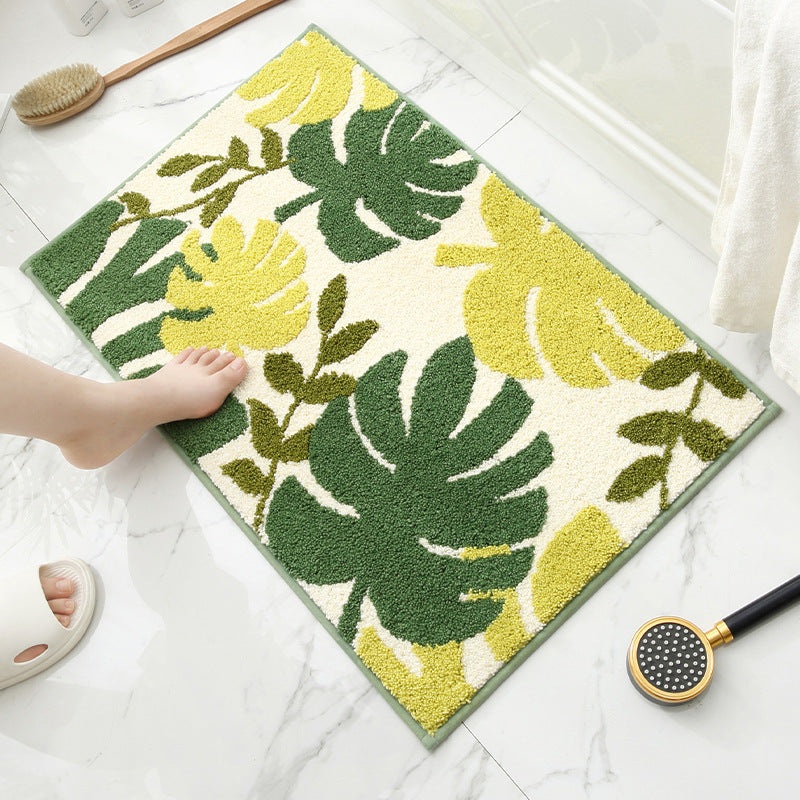 Tropical Rain Forest Jacquard Bathroom Mat – Super Absorbent Non-Slip Rug (40x60cm), Toilet Floor Mat for Bathroom/Bedroom/Entryway