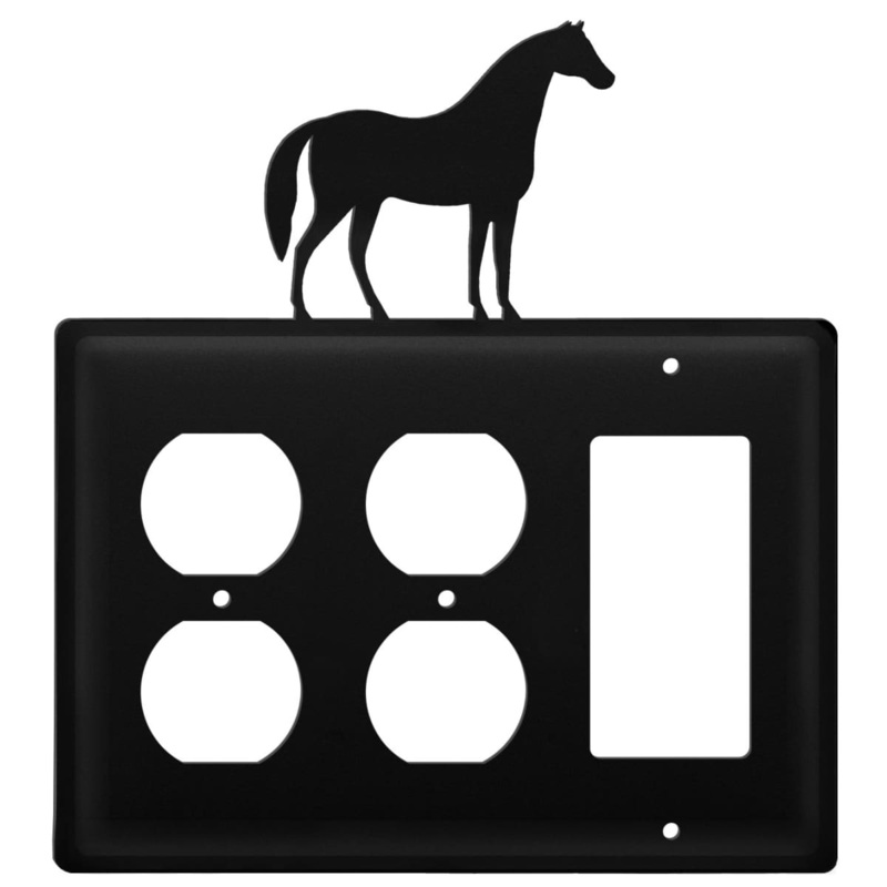 Village Wrought Iron EOOG-68 Triple Horse Double Outlet and Single GFI Cover CUSTOM Product