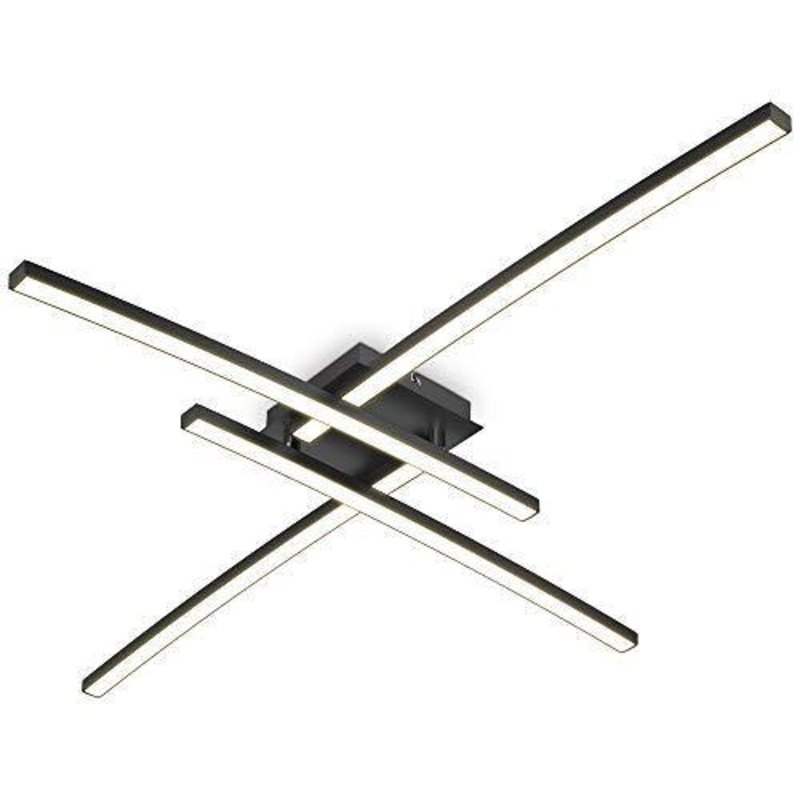 B.K.Licht Plafoniera LED, luce calda 3000K, LED integrati 2200Lm, 20W, 2 bracci ruotabili, Lampada da soffitto moderna per camera o cucina, lampadario nero IP20