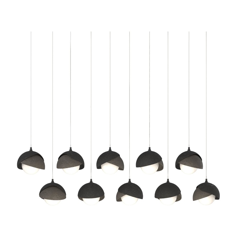 Brooklyn 10-Light Double Shade Pendant Black Dark Smoke