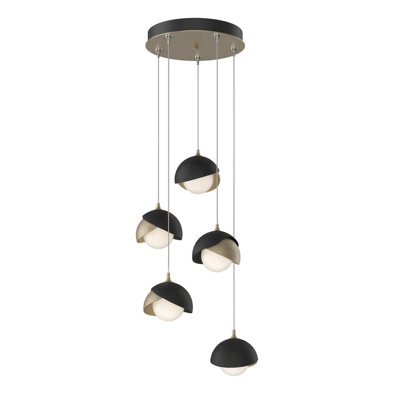Brooklyn 5-Light Double Shade Pendant Soft Gold Black
