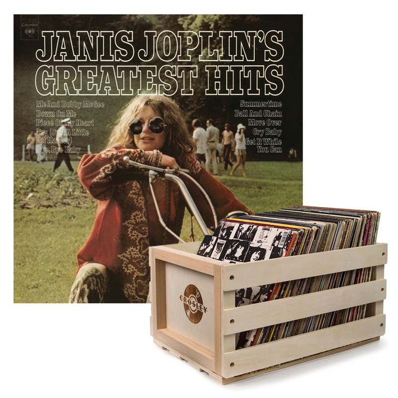Crosley Record Storage Crate Janis Joplin Janis Joplin’s Greatest Hits Vinyl Album Bundle