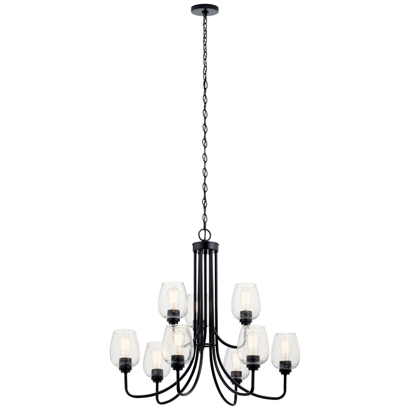 Kichler 44378BKCS Nine Light Chandelier, Black