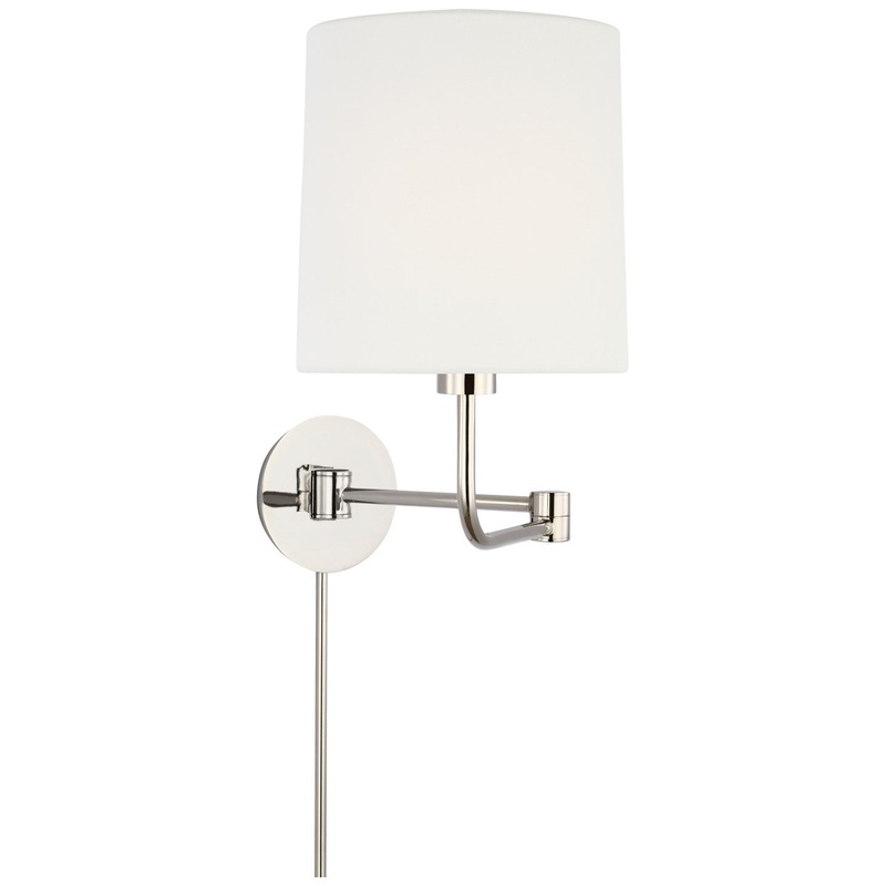 LED Swing Arm Wall Light from the Go Lightly Collection in Polished Nickel Finish by Visual Comfort Signature