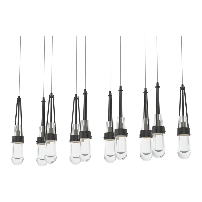 Link 10-Light Clear Glass Pendant Black