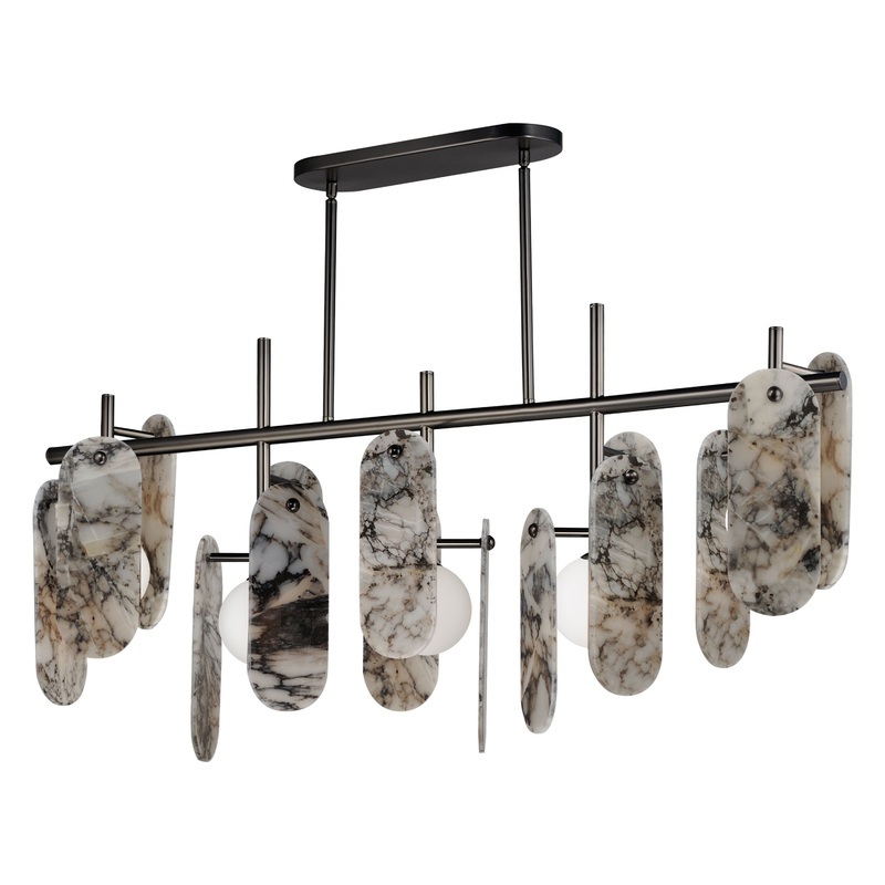 Megalith 5-Light Linear LED Pendant Gunmetal Striae Arya