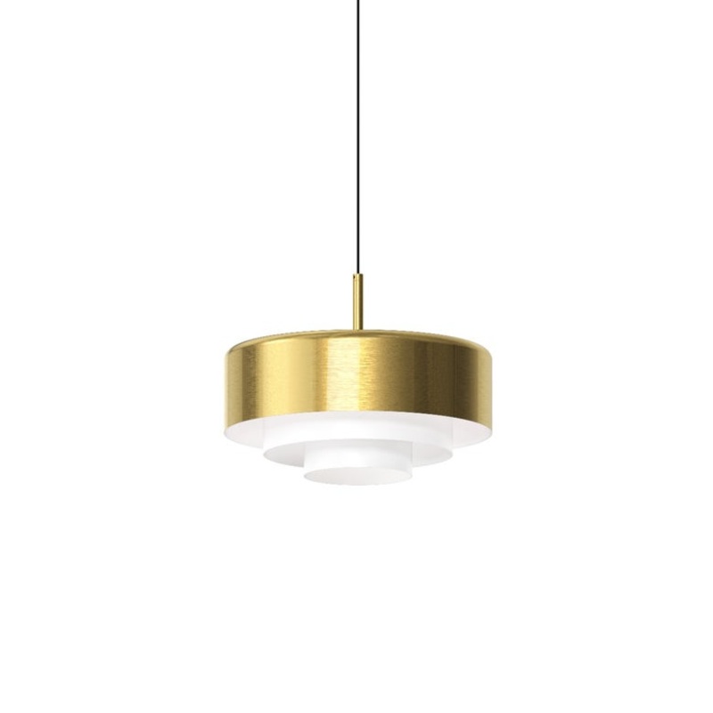 Modern Tiers 12″ Flat LED Pendant Brass Finish