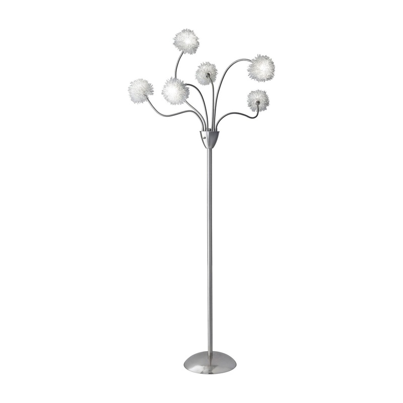 Pom Pom LED Floor Lamp Brushed Steel