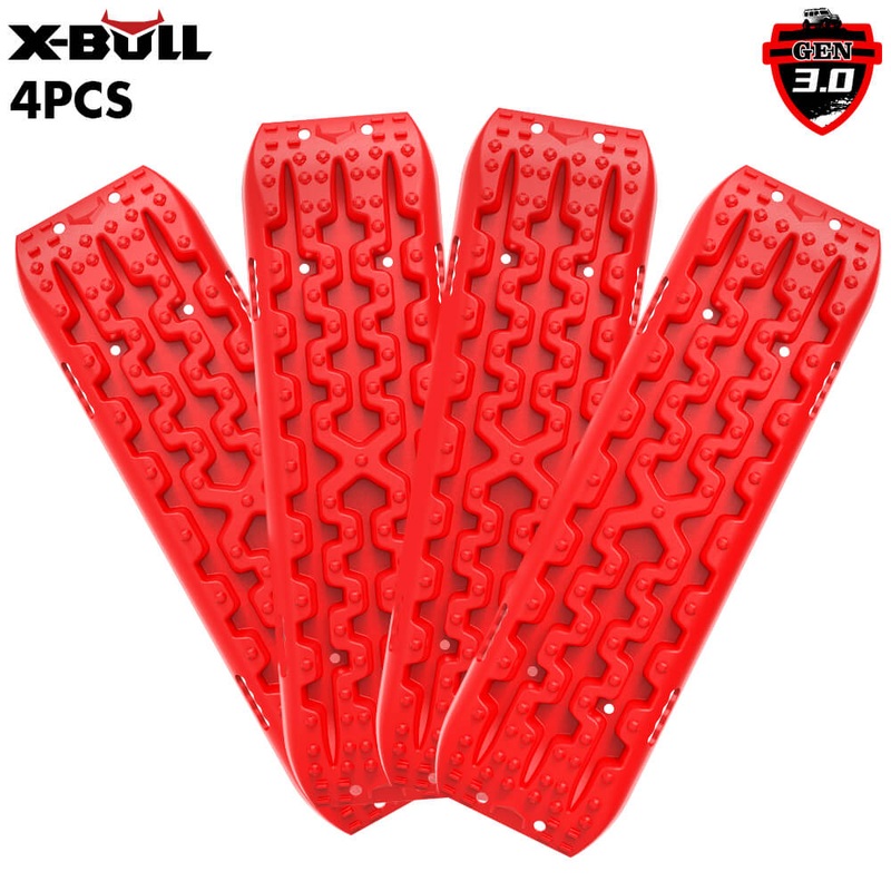 X-BULL 2 Pairs Recovery tracks Sand Mud Snow 4WD / 4×4 ATV Offroad Stronger Gen 3.0 – Red