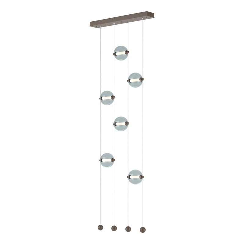 Abacus 6-Light Ceiling-to-Floor LED Pendant Bronze Cool Grey Glass (YL)