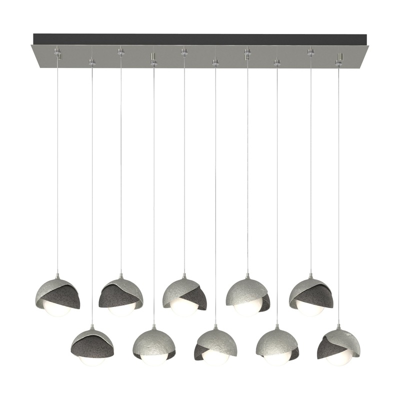 Brooklyn 10-Light Double Shade Pendant Sterling Natural Iron