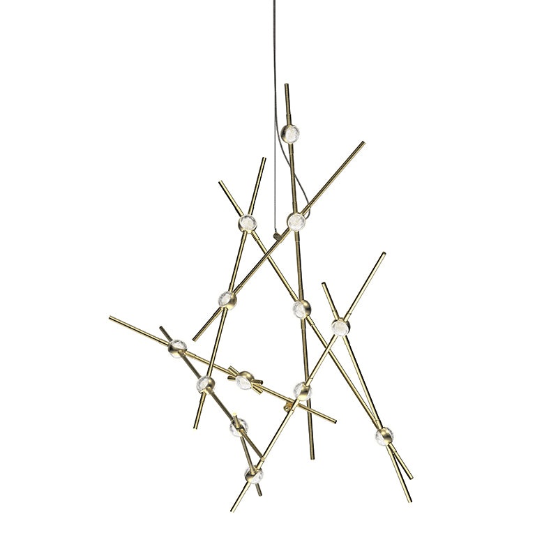 Constellation Aquila Minor Satin Brass with Clear Faceted Acrylic 3000K 10′ Adjustable Cord/Cable