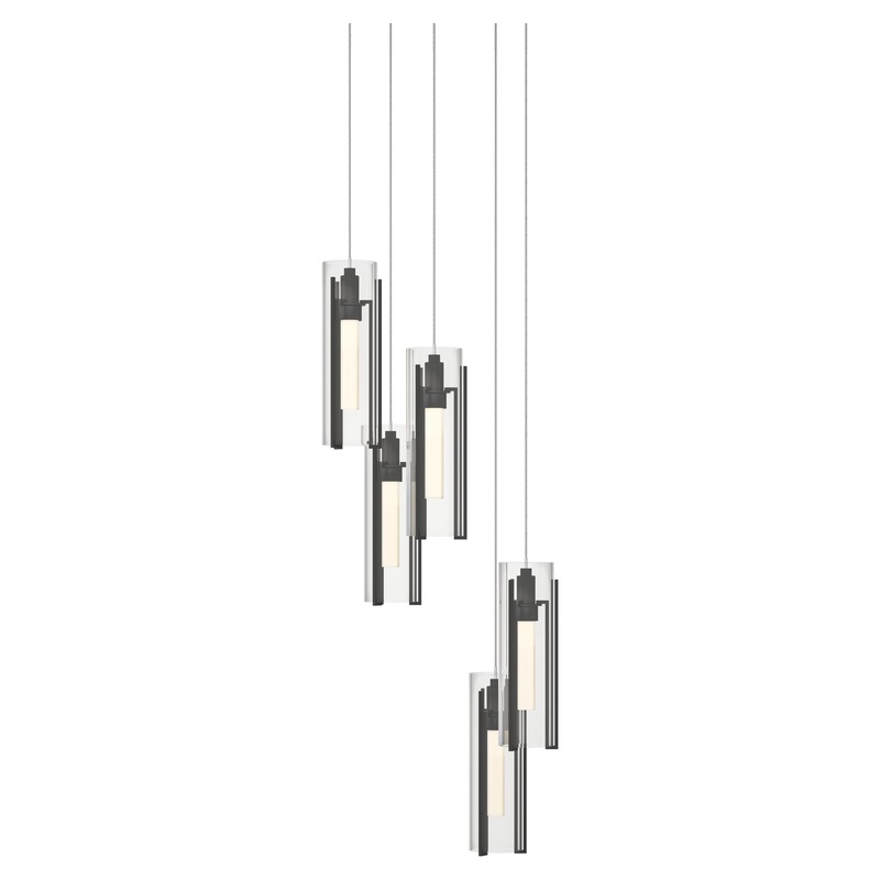Exos Glass 5-Light Pendant Black Clear Glass (ZM)