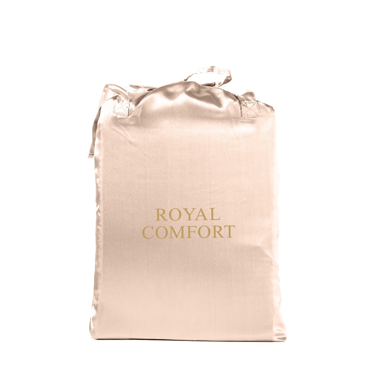 Royal Comfort Satin Sheet Set 3 Piece Fitted Sheet Pillowcase Soft  – King – Champagne Pink