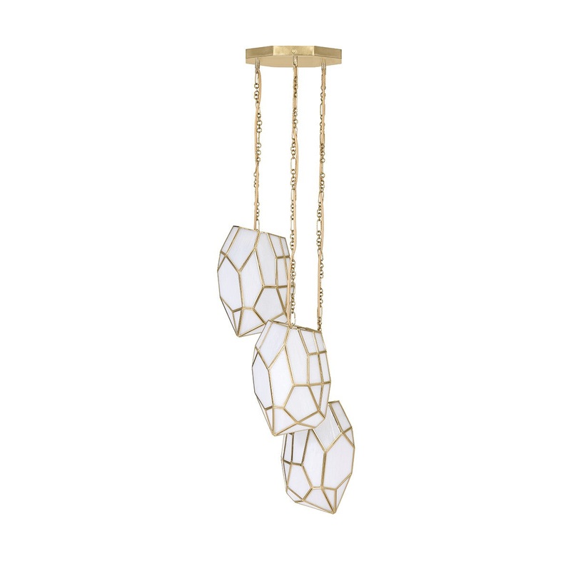 Three Light Pendant from the Heera Collection in Brass Finish by Eurofase