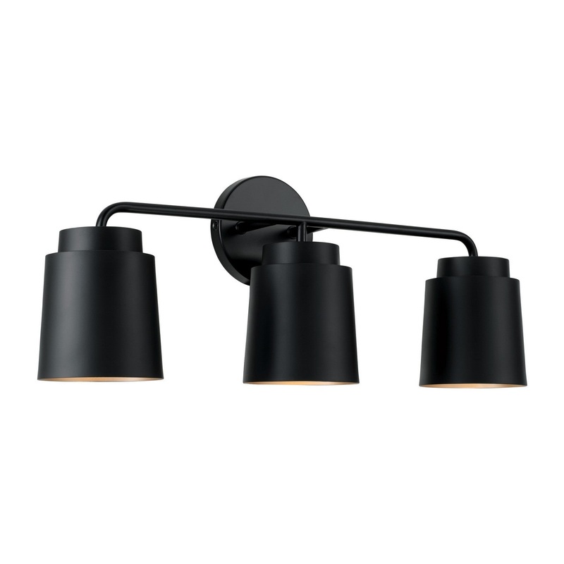 Three Light Vanity from the Pratt Collection in Matte Black Finish by Capital Lighting