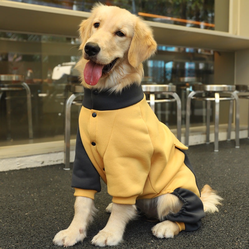 4XL Recommended 30-40 Pounds Yellow Autumn-Winter Dog Hoodie for Medium to Large Breeds – Golden Retriever & Labrador