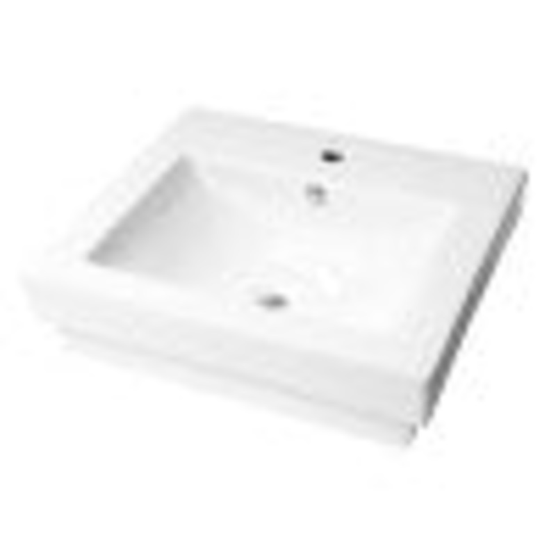ALFI brand ABC701 White 24″ Rectangular Semi Recessed Ceramic Sink with Faucet Hole
