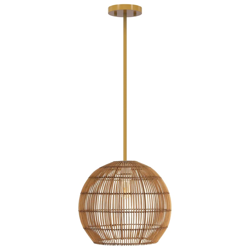 Berkshire 1-Light Pendant Tan Metal with Camel Rattan