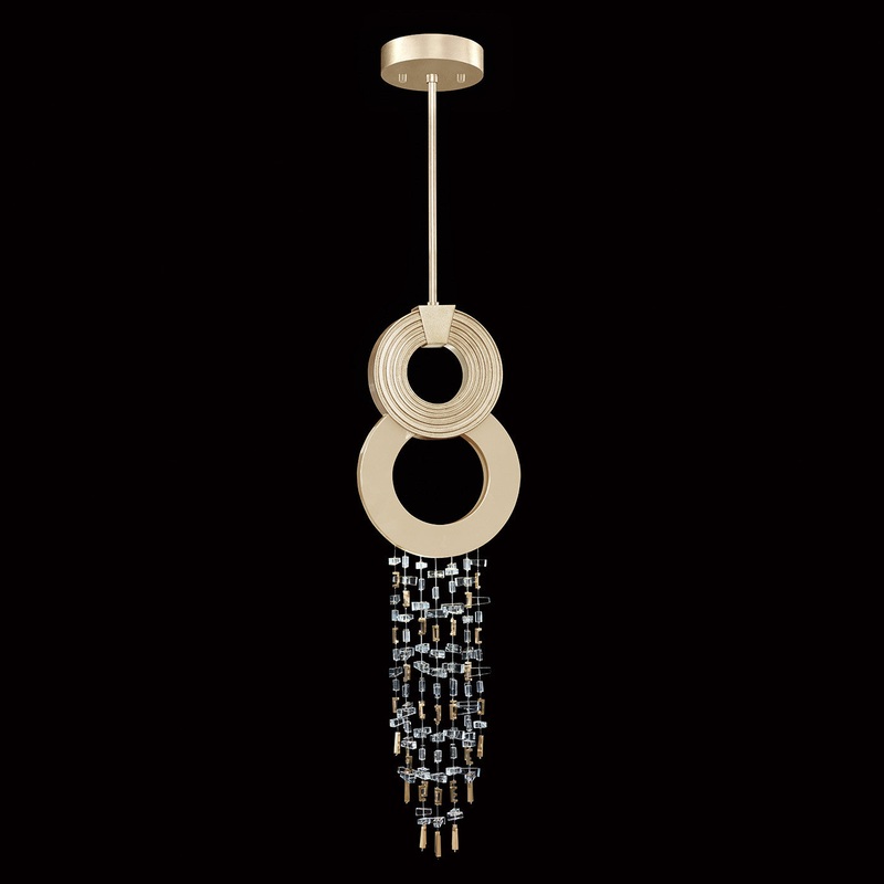 Capri 10.5″W Round Pendant Soft Gold Leaf